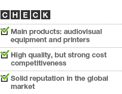 CHECK / Main products: audiovisual equipment and printers / High quality, but strong cost competitiveness / Solid reputation in the global market